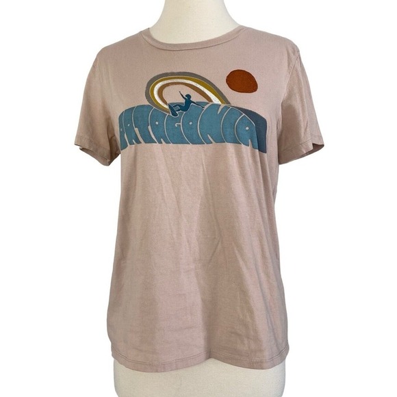 Patagonia Rainbow Surf Rail Organic Cotton Tee Shirt Top Shroom Taupe Size S - Picture 2 of 7